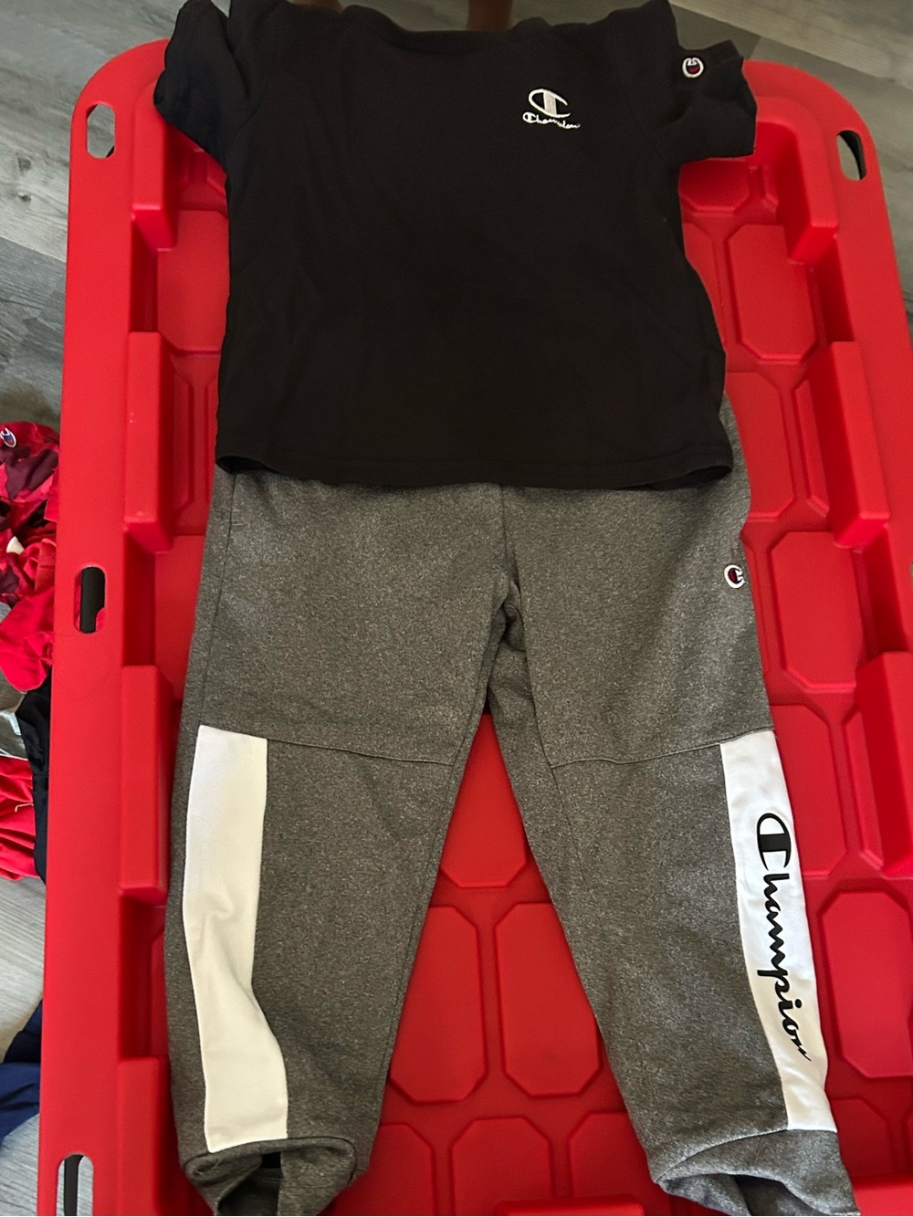 Champion Kids Gray Jogger Sweatpants with White Side Panels